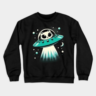 Cat ufo funny Crewneck Sweatshirt